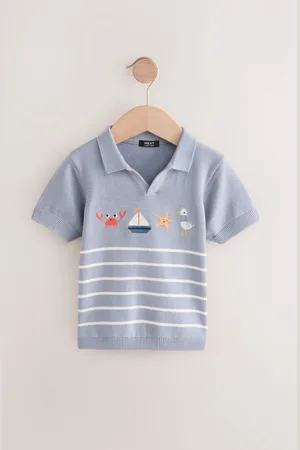 Next 100% Cotton Trophy Neck Short Sleeve Knitted Polo Shirt (3mths-7yrs)8692cm