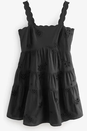 Next Embroidered Tiered 100% Cotton Mini Dress48tall