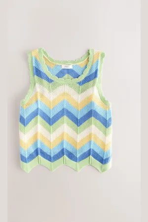Next Zigzag Crochet 100% Cotton Vest (3-16yrs)166168cm