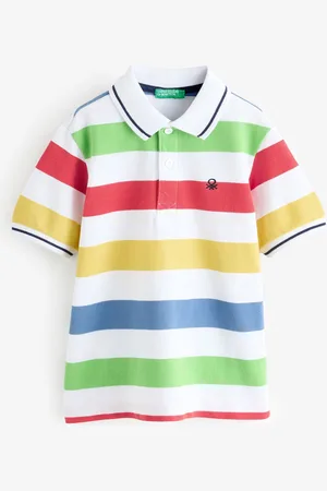 Benetton Boys Pique Stripe 100% Cotton Polo Shirt140146cm