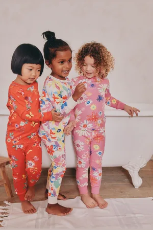 Next 100% Cotton Floral Snuggle Pyjamas 3 Pack (9mths-10yrs)9298cm