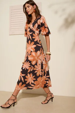 Friends Like These V-Neck ITY Flutter Sleeve Midi Dress40