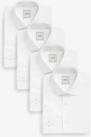 Next Verpakking van 4 onderhoudsvriendelijke slim fit overhemden met enkele manchetten44cm R (UK 17.5 R)
