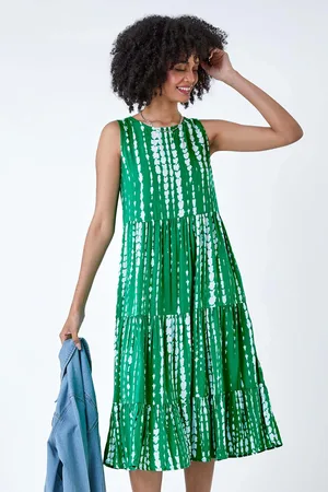 Roman Tie Dye Print Sleeveless Smock Dress38