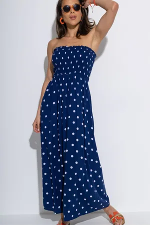 Pour Moi Strapless Shirred Bodice Woven Maxi Beach Dress44