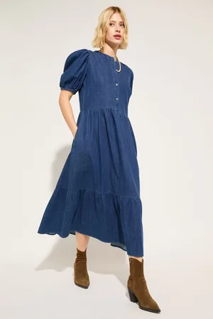 Baukjen Blue Clementina Denim 100% Organic Cotton Midi Dress46