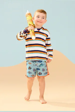 Hatley Blue Tropical Fish Swim Shorts116122cm