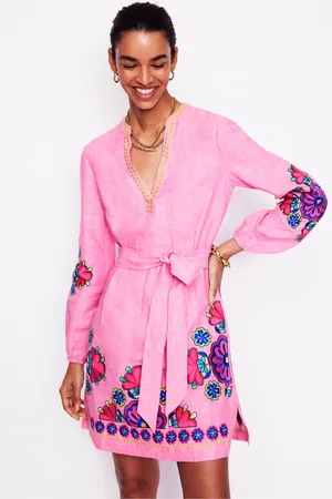 Boden Cleo Tie Waist Linen Dress38
