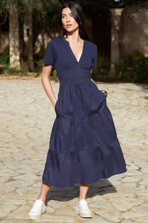 Threadbare 100% Cotton Tiered Jersey Poplin Mix Maxi Dress40