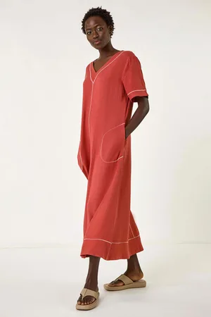 Roman Contrast Stitch Detail A-Line Dress40