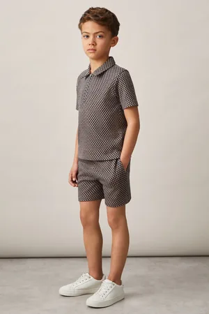 Reiss Baines Geometric Jacquard Polo Shirt134140cm