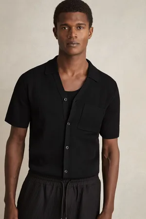 Reiss Fallon V-Neck Collar Textured Knit Shirt2X-Large