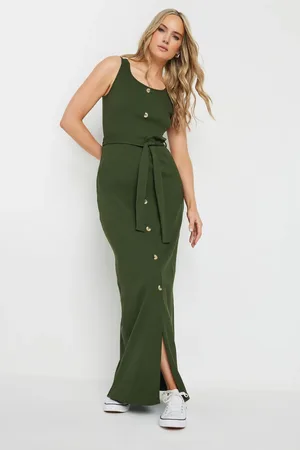 Long Tall Sally 100% Cotton Sleeveless Ribbed Button Dress36tall