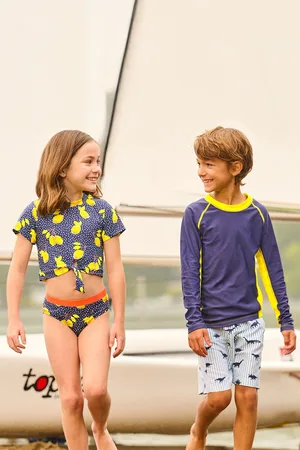 Hatley Blue Fresh Lemons Short Sleeve Tankini Set104110cm