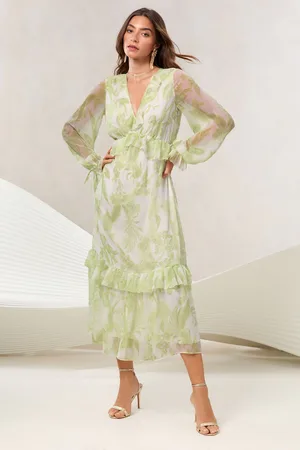 Lipsy London Long Sleeve V-Neck Ruffle Maxi Dress34
