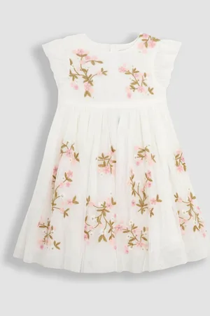 JoJo Maman Bébé Floral Embroidered Tulle Party Dress110116cm