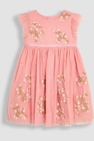 JoJo Maman Bébé Floral Embroidered Tulle Party Dress98104cm
