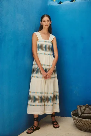 Devotion Twins ELEGANT Embroidered Stripe Maxi 100% Cotton Dresssmall