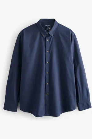 Raging Bull Blue Classic Long Sleeve Oxford 100% Cotton Shirts 2 PackLarge