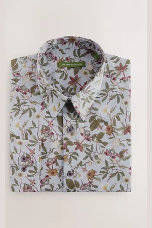 Next Regular Fit Kew Collection 100% Cotton Floral Long Sleeve Single Cuff ShirtMedium