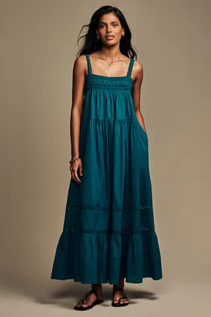 Laura Ashley Lace Strap 100% Cotton Maxi Dress48