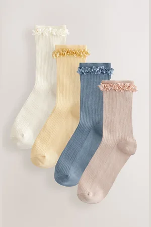 Next Satin Frill Trim Ankle Socks 4 Packeen