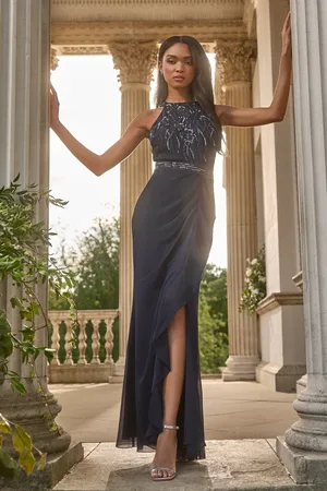 Lipsy London Embellished Ruffle Front Halter Wedding Bridesmaid Dress40