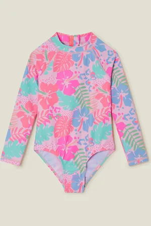Accessorize Girls Tropical Long Sleeve Swimsuit122128cm