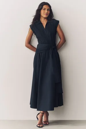 Next Cap Sleeve Tie Waist Shirt 100% Cotton Dress50