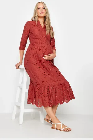 Long Tall Sally Broderie Anglaise Midi 100% katoenen jurk voor moederschap38 Tall