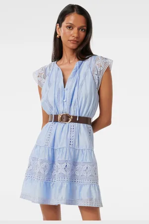 Forever New Sarah Petite Belted Trim Mini Dress Contains Linen38