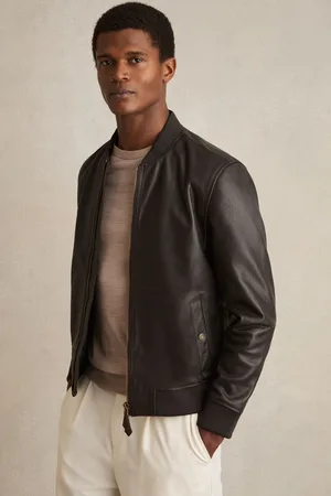 Reiss Cast Leather Bomber JacketX-large