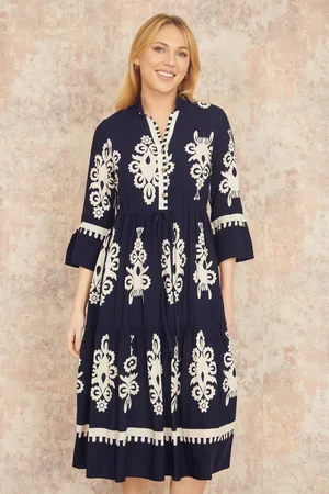 Yumi Midi-jurk van viscose met lange mouwen42