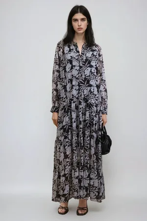 Religion Sunset Tiered Maxi Dress In Dark Ditsy Floral Print44