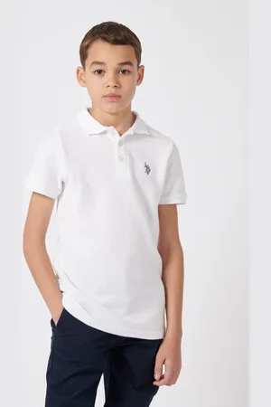 U.S. Polo Assn. U. S. Polo Assn. Boys 100% Cotton Texture Double Horsemen Polo Shirt128134cm