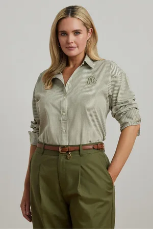 Ralph Lauren Green Curve Kotta Stripe Embroidered Logo Shirt3X-Large