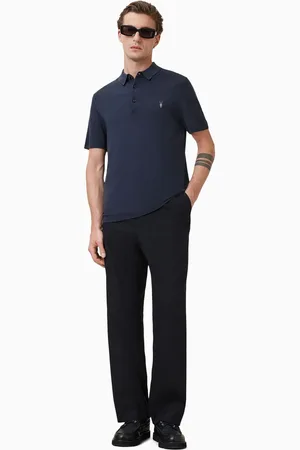 AllSaints Mode merinowollen poloshirt met korte mouwXL