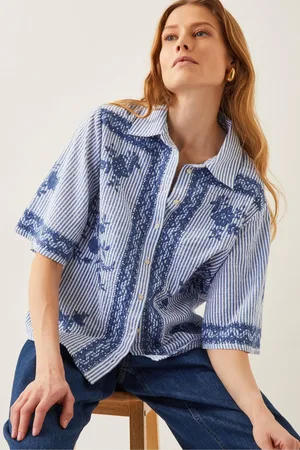 Monsoon 100% Cotton Marlowe Floral Embroidered Stripe Shirt2X-Large