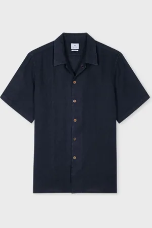 Paul Smith Blue Short Sleeve Casual Fit 100% Linen Shirtxlarge
