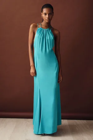 Reiss Tallie Satin Halterneck Maxi Dress38