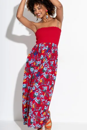Pour Moi Strapless Shirred Bodice Woven Maxi Beach Dress44