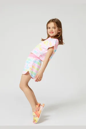 Billieblush Pink 100% Cotton All Over Logo Print Jersey Shorts140146cm