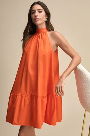 Next 100% Cotton Halter Tie Neck Sleeveless Tired Mini Dress48tall