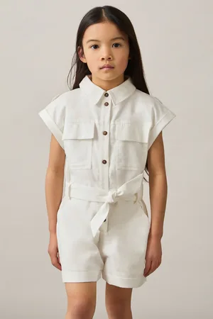 Reiss Zoe Cotton-Linen Belted Playsuit116122cm