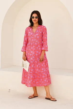 ASPIGA Hayden Block Print 100% Organic Cotton Dresssmall