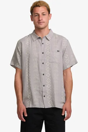 Billabong Purple 100% Cotton Sundays Geometric Print Jacquard Short Sleeve ShirtX-large