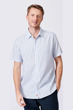 Aubin Blue Fulstow Linen Cotton ShirtMedium