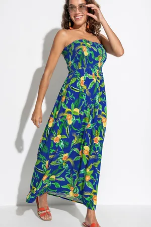 Pour Moi Strapless Shirred Bodice Woven Maxi Beach Dress44