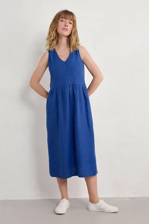 Seasalt Cornwall Petite Lowland Heather Sleeveless 100% Linen Dress52