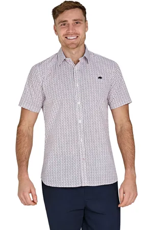 Raging Bull Short Sleeve Flower Geo 100% Cotton Poplin White Shirt6X-Large